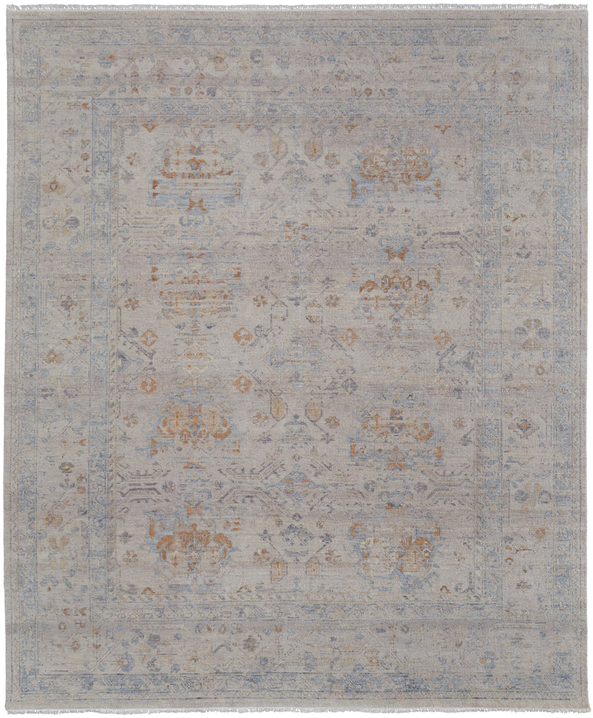 Wembley Transitional Distressed Ivory Blue Gray Area Rug (4' x 6')