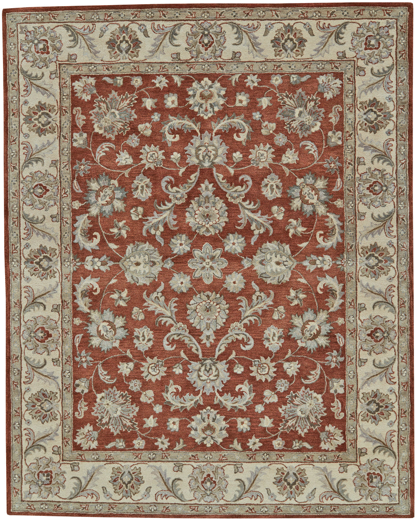 Eaton Traditional Oriental Red Brown Ivory Area Rug (5' x 8')