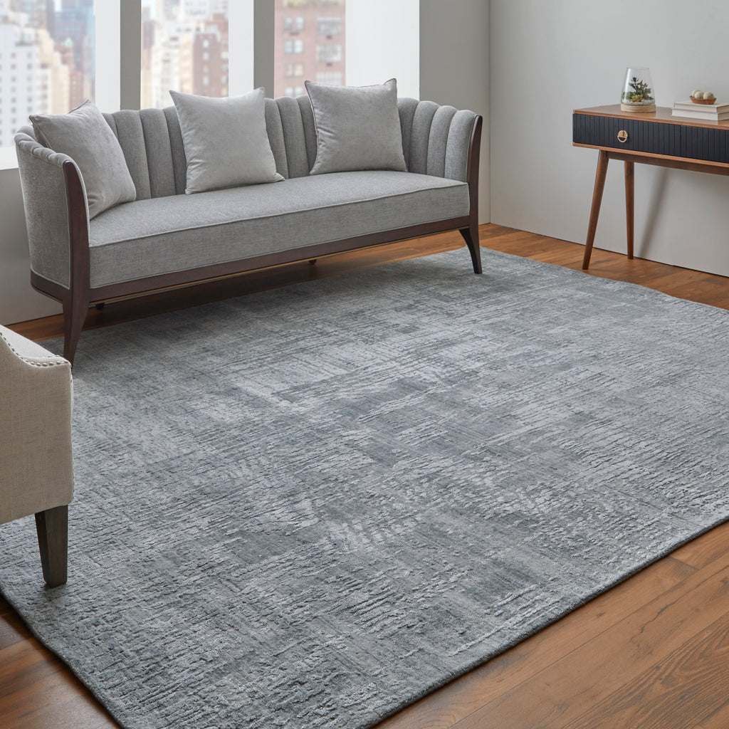 Eastfield Modern Abstract Blue Silver Area Rug (8' x 10')