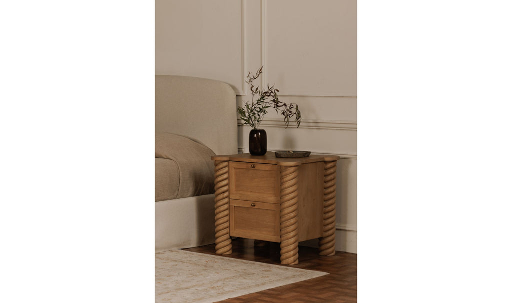 Treccia 2 Drawer Nightstand Oak