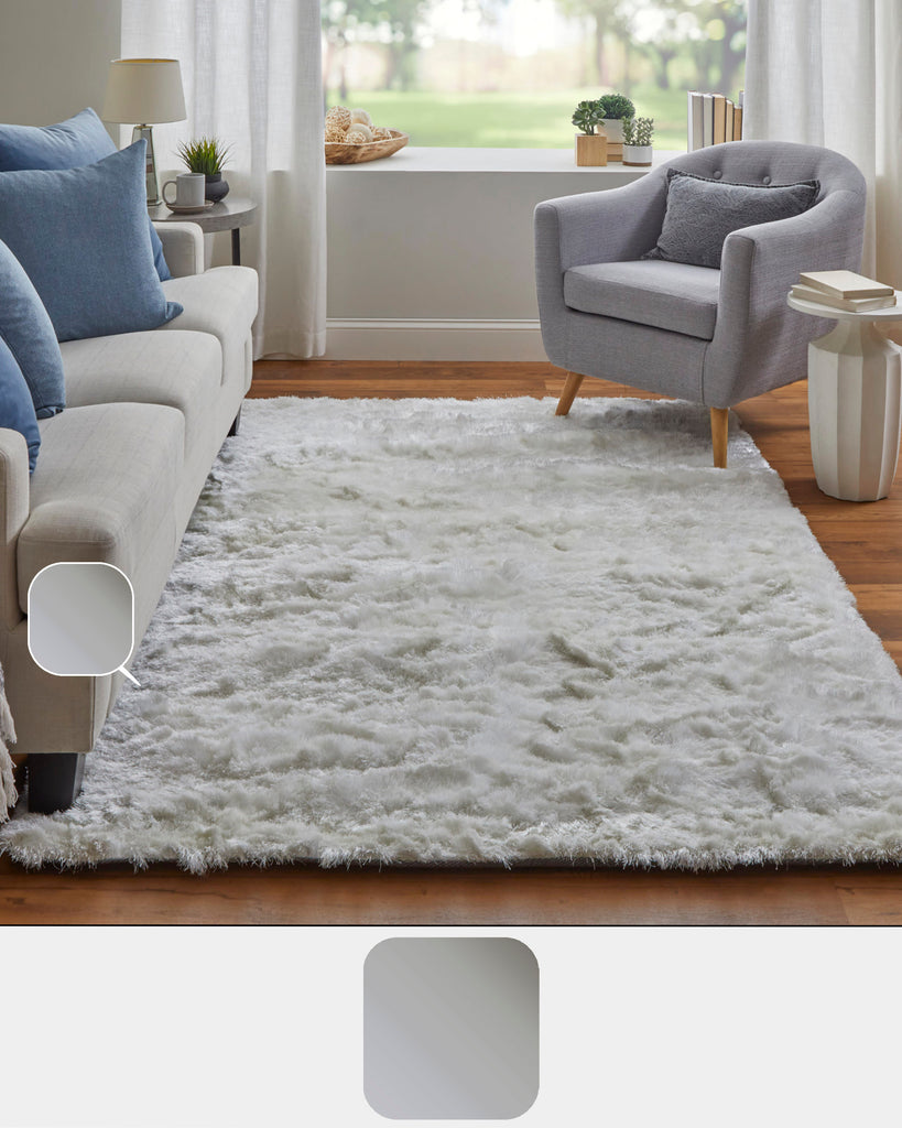 Indochine Modern Solid White Area Rug (5' x 8')