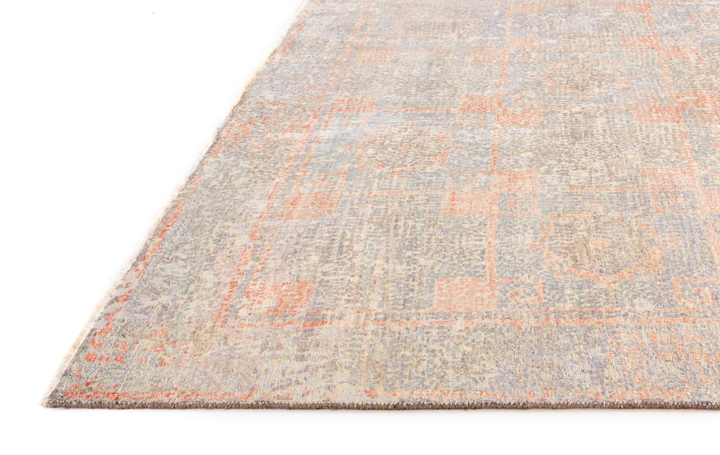 Eros Modern Distressed Ivory Blue Orange Area Rug (5'6" x 8'6")