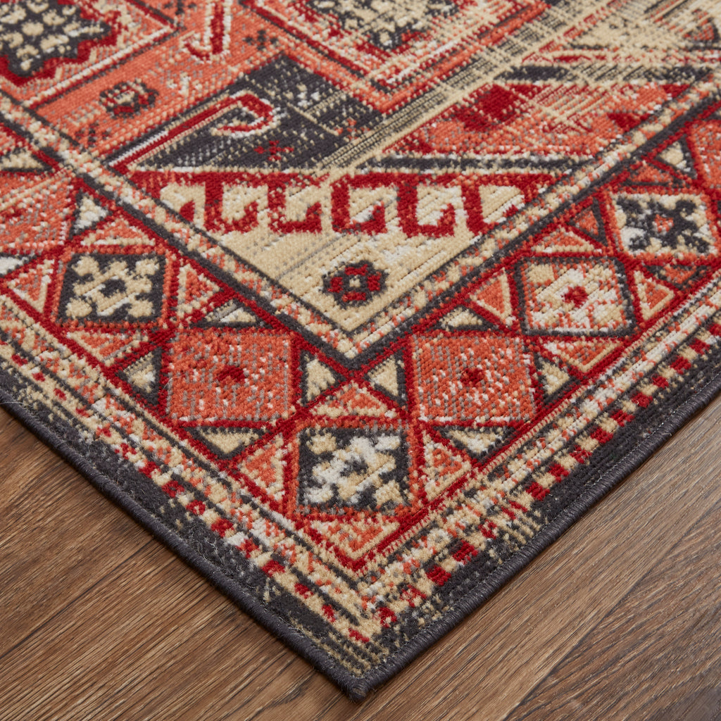 Nolan Transitional Southwestern Red Tan Black Area Rug (5' x 8')