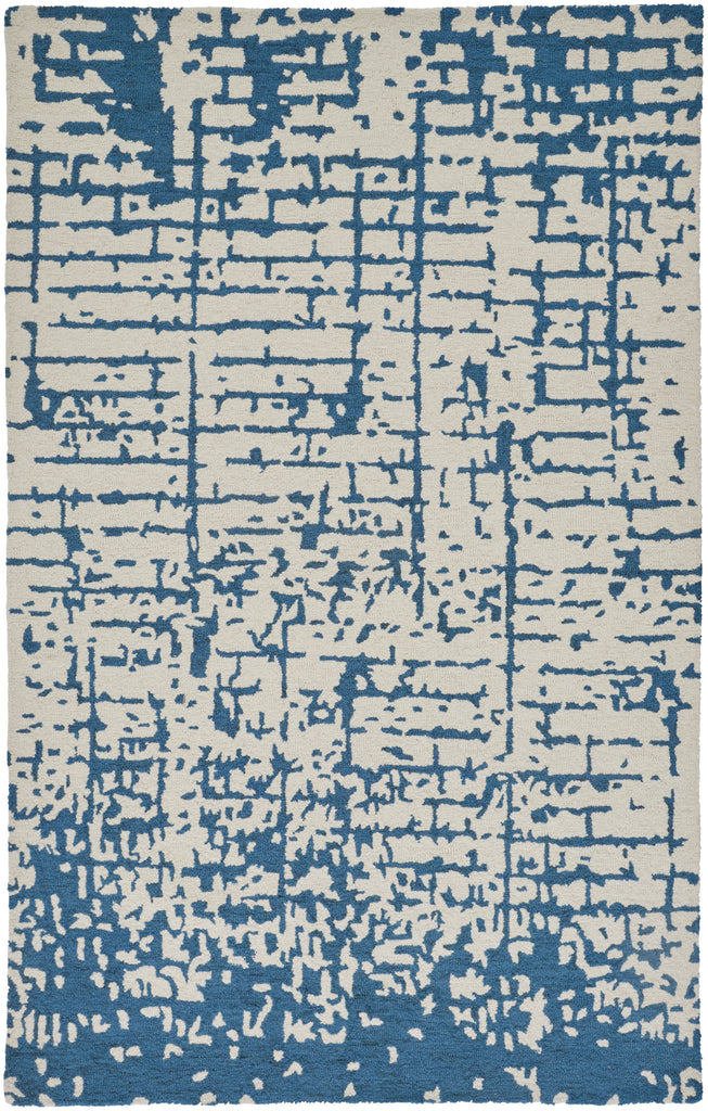 Dineen Transitional Abstract Ivory Blue Area Rug (8' x 10')