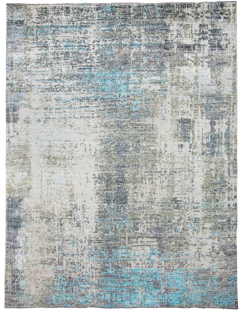 Wexford Modern Distressed Blue Gray Ivory Area Rug (8'6" x 11'6")