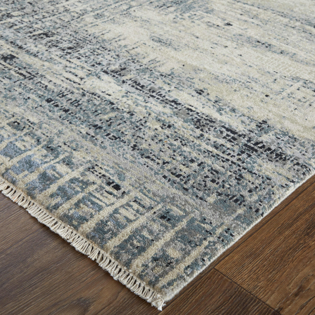 Sumner Modern Abstract Gray Blue Silver Area Rug (7'9" x 9'9")