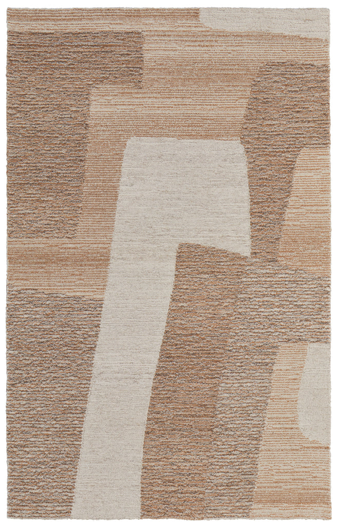 Pollock Modern Abstract Brown Tan Ivory Area Rug (10' x 14' / Pattern 1)