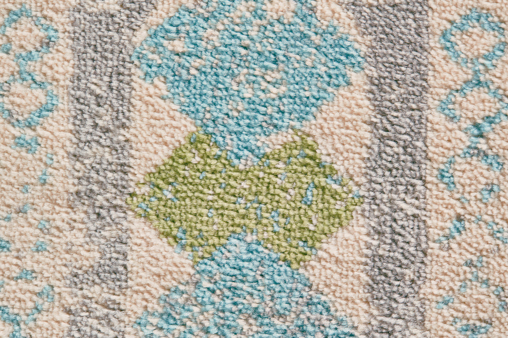 Aileen Transitional Geometric Ivory Blue Green Area Rug (8' x 10')