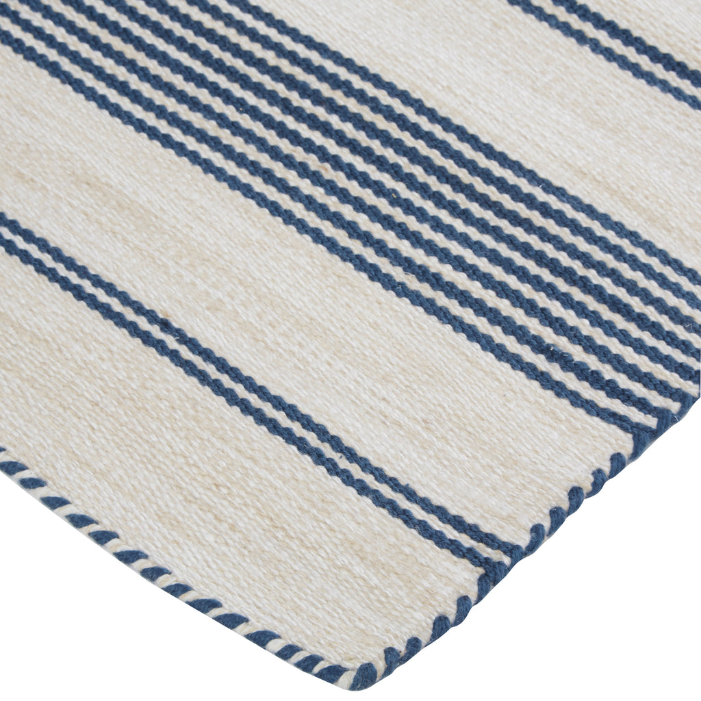 Duprine Transitional Stripes White Ivory Blue Area Rug (4' x 6')