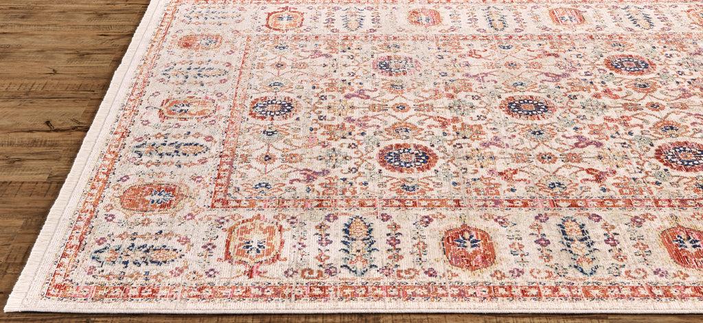 Torina Traditional Medallion Ivory Orange Blue Area Rug (3'6" x 5'6")