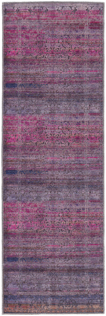 Voss Transitional Distressed Pink Purple Area Rug (2'7" x 8')