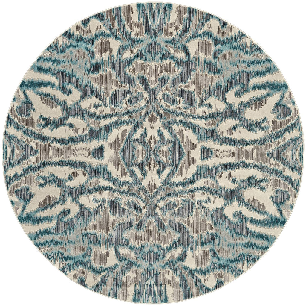 Keats Transitional Abstract Blue Taupe Gray Area Rug (8'9" x 8'9")