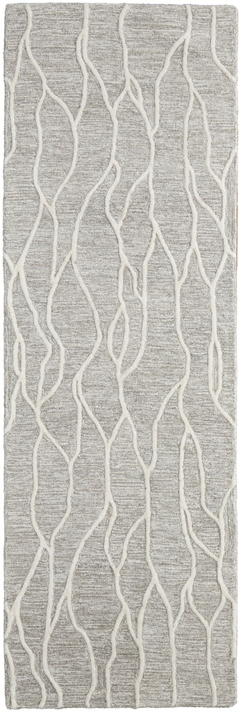 Enzo Transitional Abstract Taupe Ivory Area Rug (2'6" x 8')