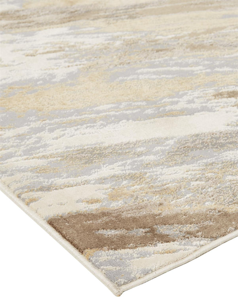 Parker Transitional Abstract Ivory Tan Brown Area Rug (7'9" x 10')