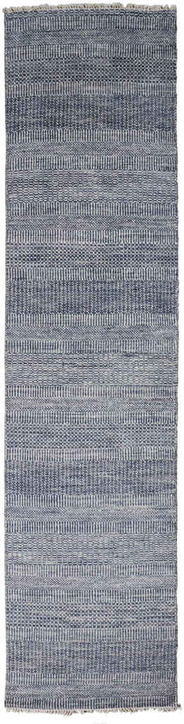 Janson Transitional Stripes Blue Gray Area Rug (2'6" x 12')