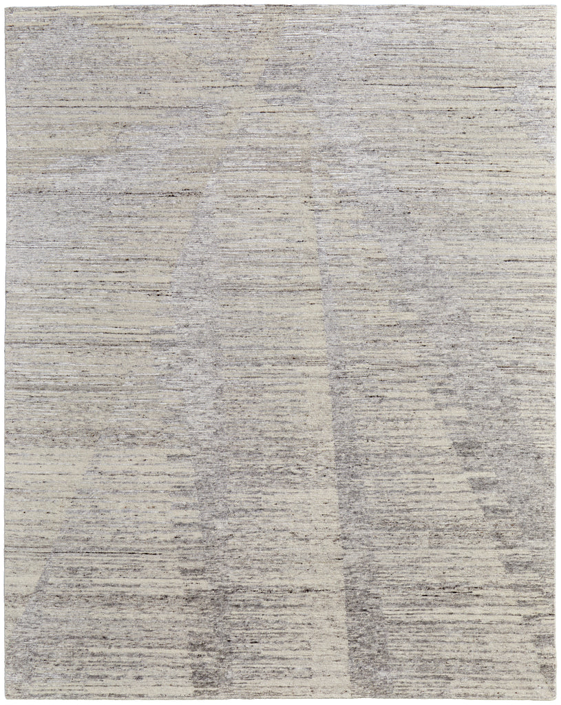 Brighton Modern Abstract Ivory Taupe Silver Area Rug (5'6" x 8'6")