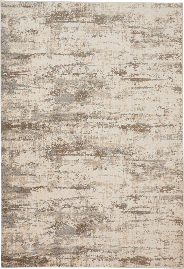 Parker Transitional Abstract Ivory Brown Area Rug (5' x 7'6")