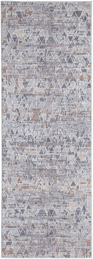 Francisco Transitional Abstract Gray Blue Orange Area Rug (2'10" x 8')