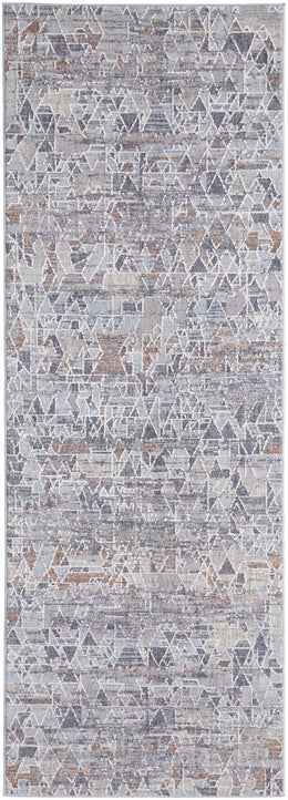 Francisco Transitional Abstract Gray Blue Orange Area Rug (1'8" x 2'10")