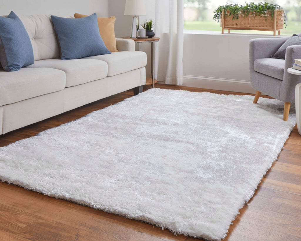 Blunham Modern Solid White Ivory Area Rug (5' x 8')