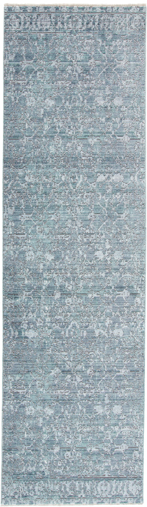 Cecily Transitional Distressed Blue Gray Silver Area Rug (2'3" x 8' / Pattern 2)