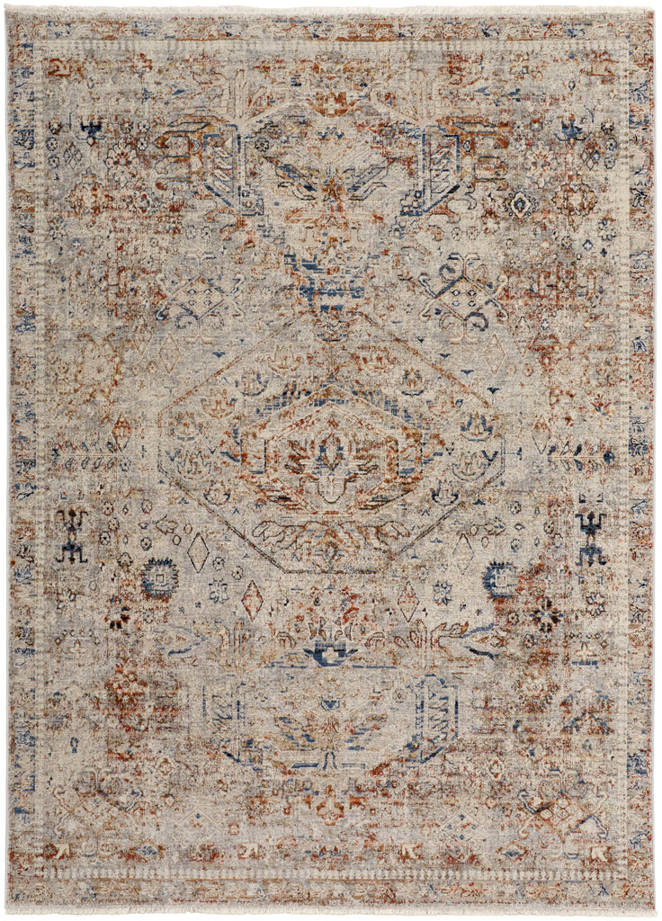 Kaia Transitional Medallion Tan Orange Red Area Rug (5' x 7'9")