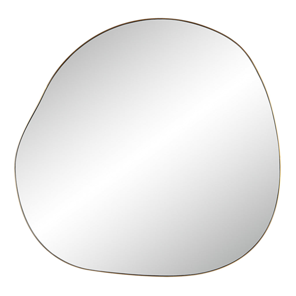 Peony 45" Tall Irregular Round Mirror, Burnished Brass