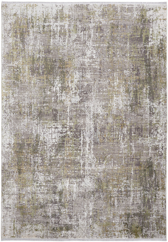 Cadiz Modern Abstract Green Gray Ivory Area Rug (9'9" x 13'2")