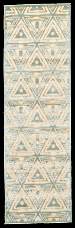 Saphir Mah Modern Geometric Tan Blue Gray Area Rug (7'6" x 10'6")