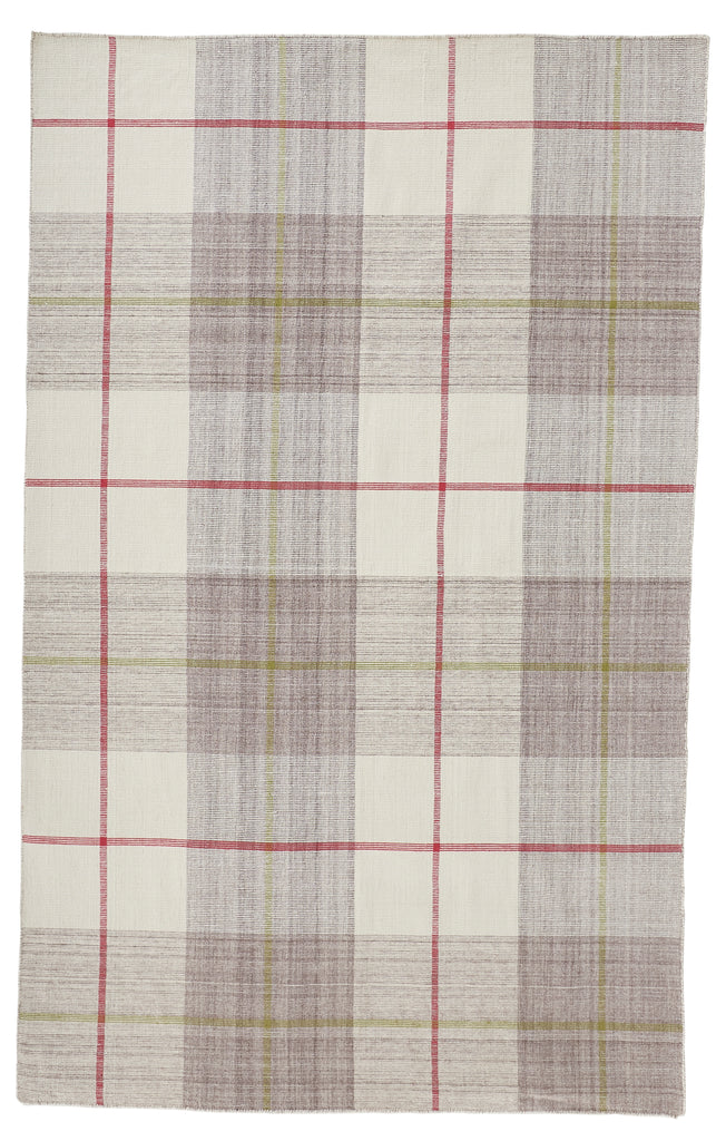 Jemma Transitional Plaid Ivory Tan Orange Area Rug (8' x 10')