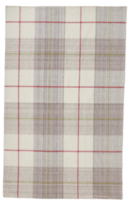 Jemma Transitional Plaid Ivory Tan Orange Area Rug (2'6" x 8')