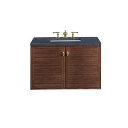 Amberly 36" Single Vanity, Mid-Century Walnut with 3 cms Charcoal Soapstone Top