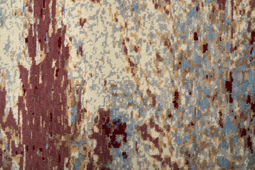 Sumner Modern Abstract Blue Red Ivory Area Rug (8'6" x 11'6")