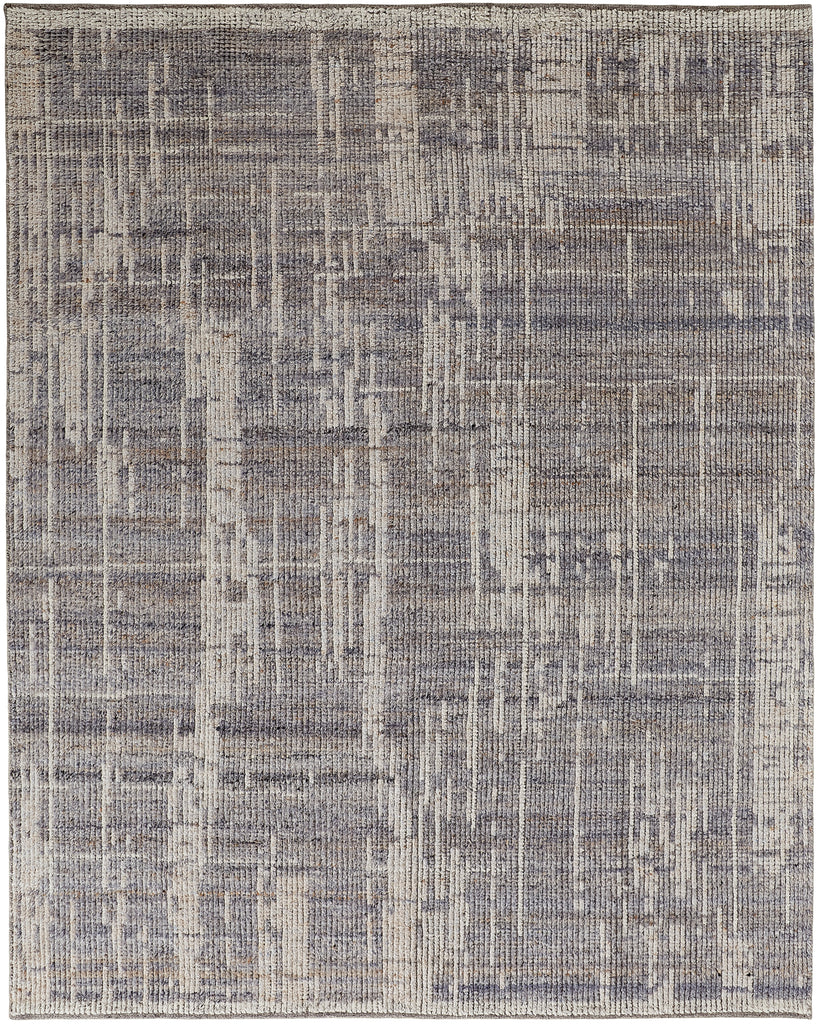 Alford Modern Abstract Gray Ivory Taupe Area Rug (5'6" x 8'6")