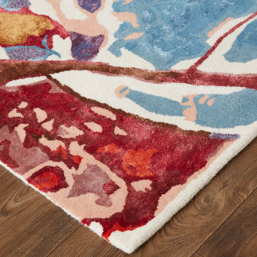 Dafney Transitional Floral Botanical Red Blue Purple Area Rug (10' x 14')