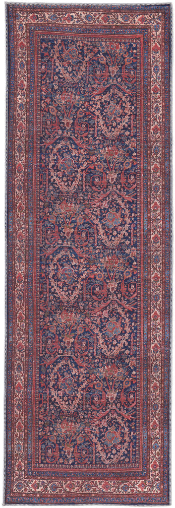 Rawlins Transitional Oriental Red Blue Tan Area Rug (2'7" x 8')