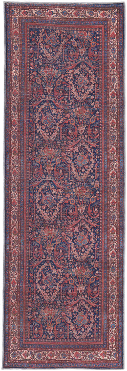 Rawlins Transitional Oriental Red Blue Tan Area Rug (7'10" x 9'10")