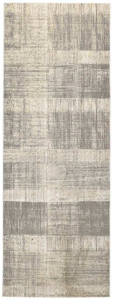 Aura Modern Abstract Gray Ivory Area Rug (2'10" x 7'10")