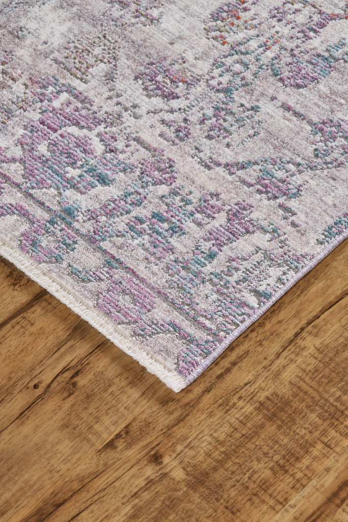 Cecily Transitional Distressed Purple Blue Gold Area Rug (2' x 3')