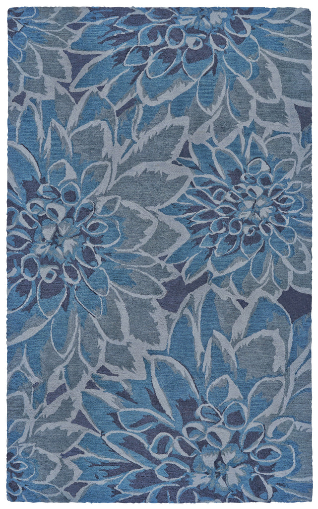 Liana Transitional Floral Botanical Blue Gray Area Rug (2' x 3')