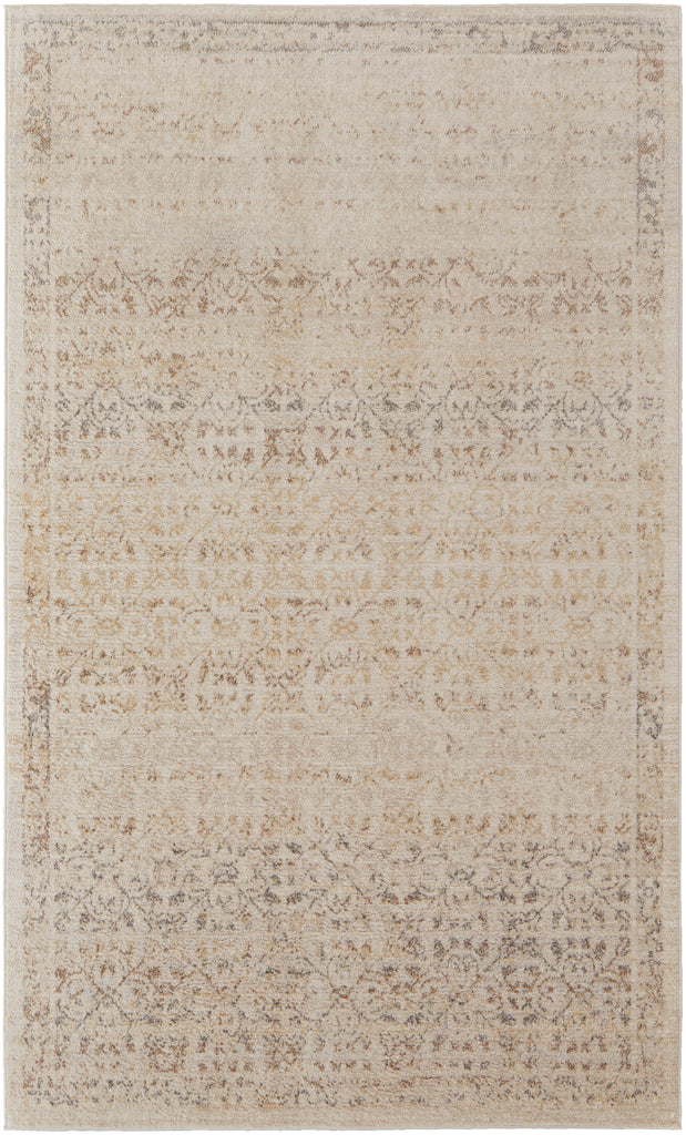 Camellia Transitional Floral Botanical Ivory Tan Gray Area Rug (8' x 10')