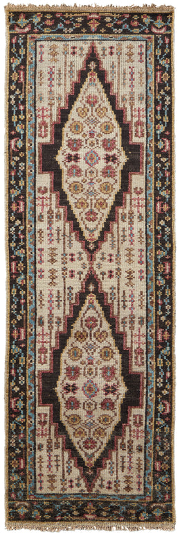 Piraj Traditional Bordered Brown Yellow Green Area Rug (8'6" x 11'6")