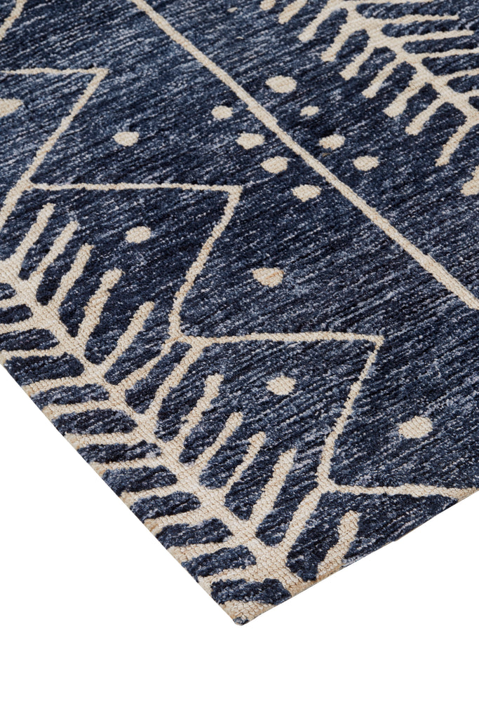 Colton Modern Geometric Blue Ivory Area Rug (9'6" x 13'6")