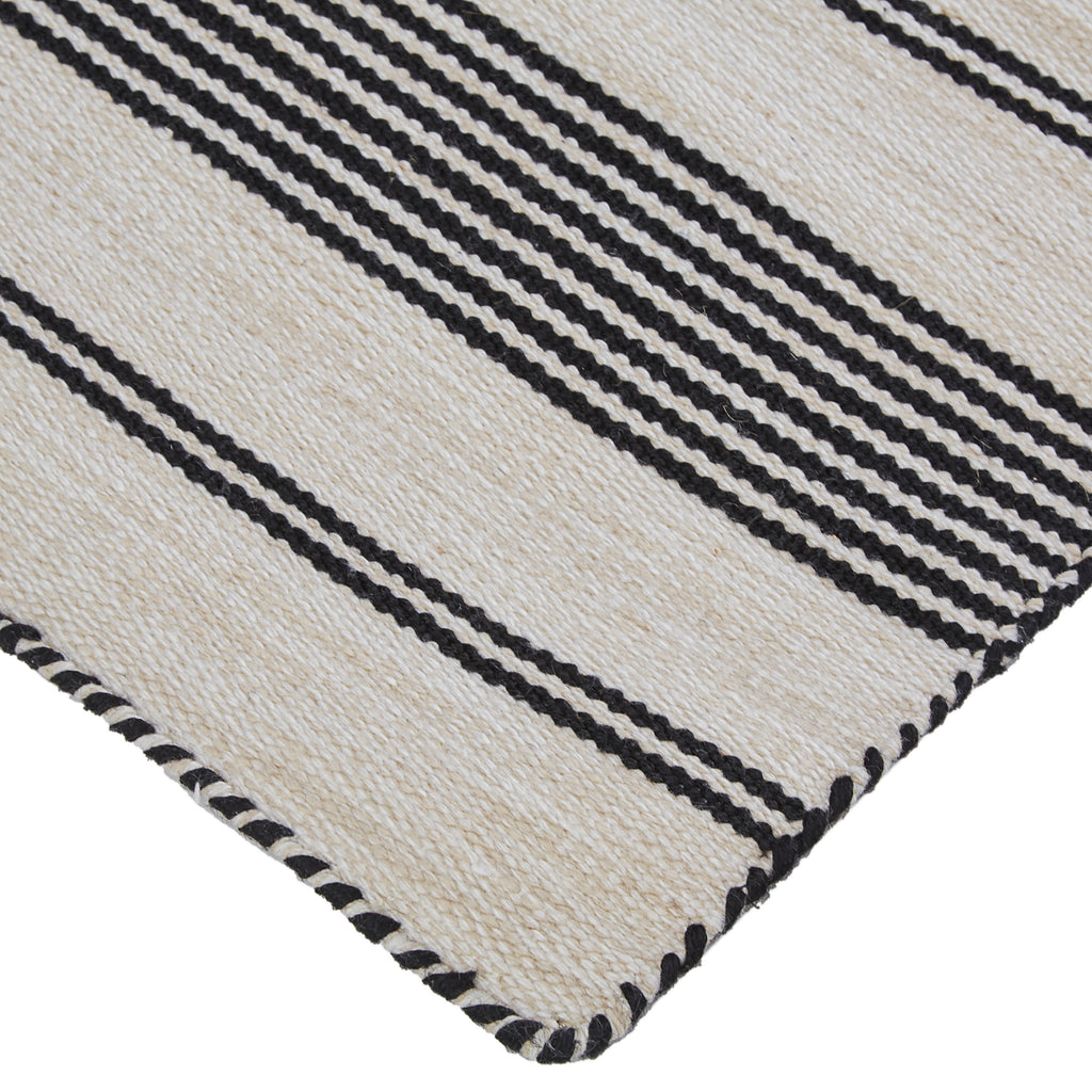 Duprine Transitional Stripes Black White Ivory Area Rug (5' x 8')