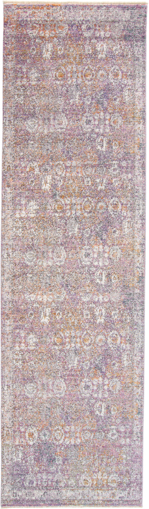 Cecily Transitional Floral Botanical Purple Gold Ivory Area Rug (2'3" x 8')