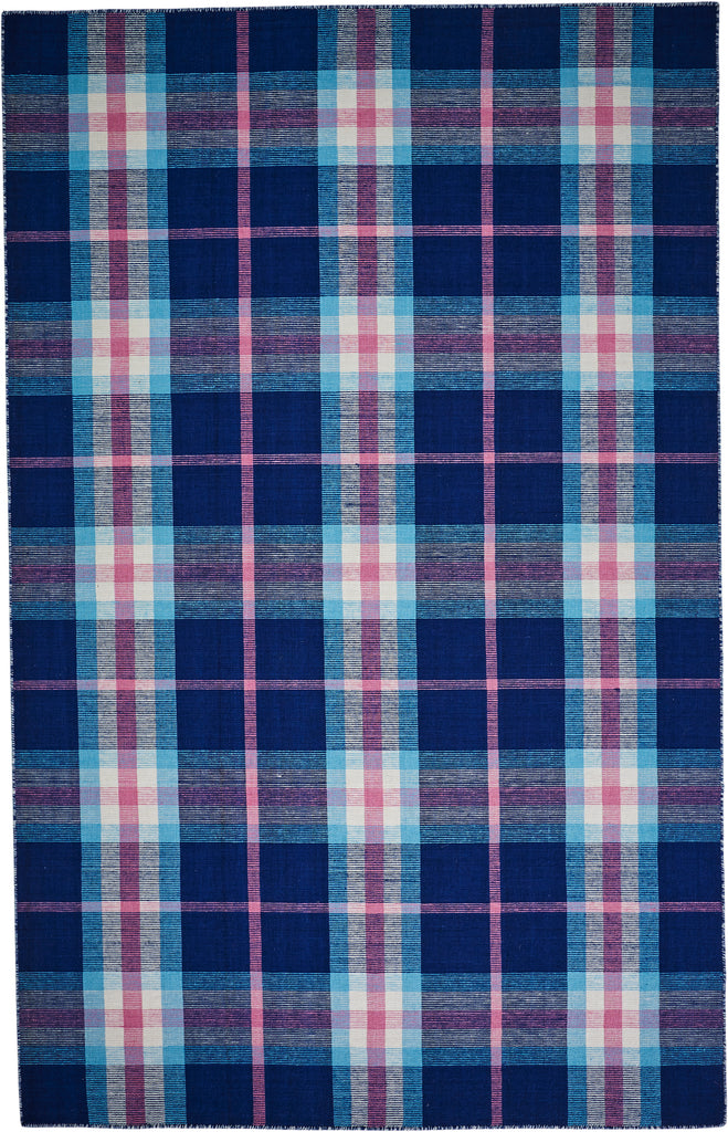 Crosby Transitional Plaid Blue Pink White Area Rug (2' x 3')