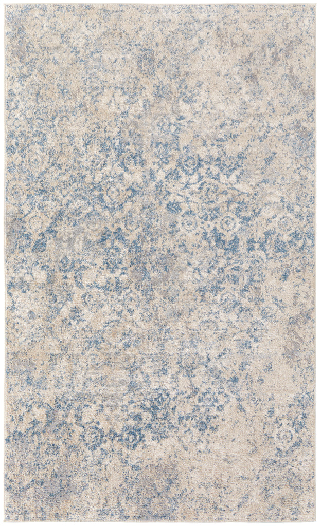 Camellia Transitional Abstract Blue Ivory Area Rug (8' x 10')