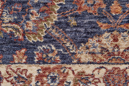 Hammond Transitional Floral Botanical Blue Orange Tan Area Rug (5' x 5')