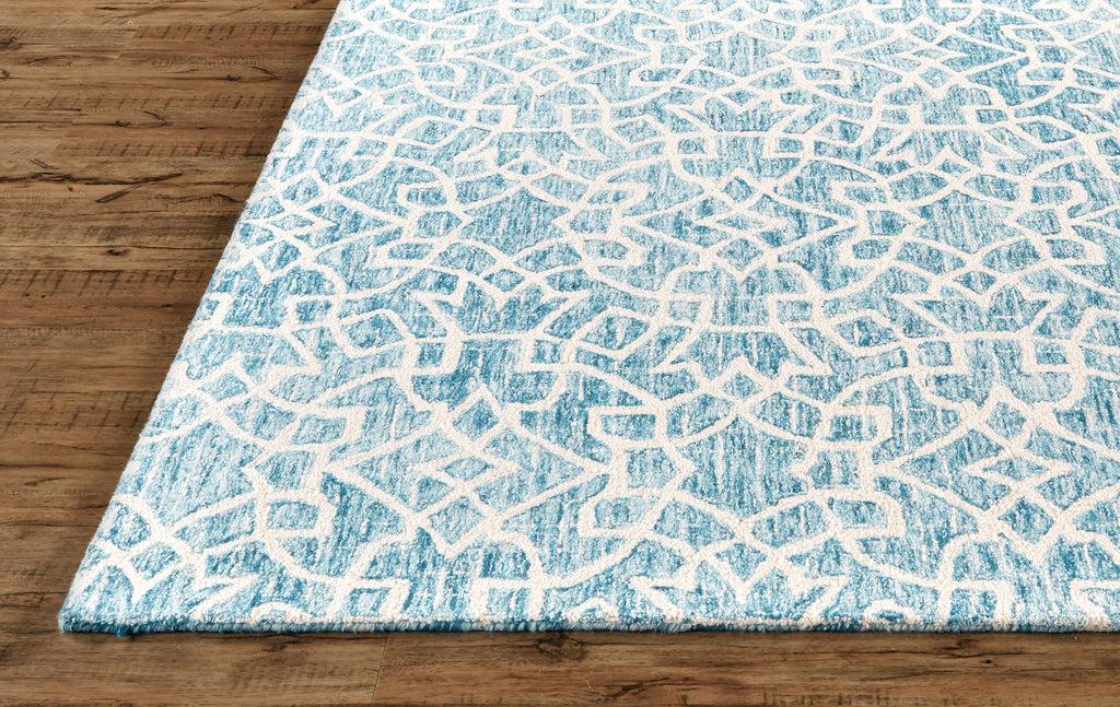 Rhett Transitional Geometric Blue Ivory Area Rug (8' x 10')