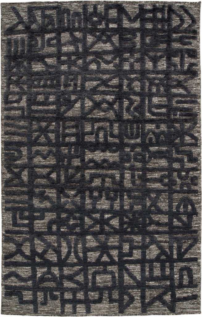 Norah Modern Geometric Black Taupe Gray Area Rug (9'6" x 13'6")